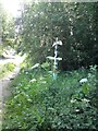 SJ9594 : Sustrans Signpost at Swain's Valley by Gerald England