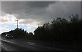 SP7233 : Heavy downpour on the A421, Thornborough by David Howard