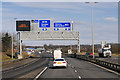 NT1273 : Sign Gantry over the M9 at Junction 1A by David Dixon