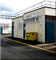 ST2995 : Yellow wheelie bin and yellow lines outside Rabaiotti's, Cwmbran town centre by Jaggery