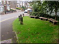 SO2508 : Wooden benches and wooden posts, Cwmavon Road, Blaenavon by Jaggery