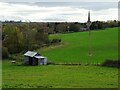 SO7931 : Farmland and Eldersfield church by Philip Halling