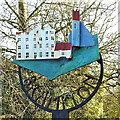 TG2223 : Brampton village sign (old) by Adrian S Pye