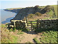 NZ9309 : Gate on the path, near Hawsker by Malc McDonald