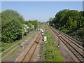 NZ2560 : East Coast Main Line north of former Low Fell railway station by Nigel Thompson