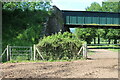 SO3309 : Gates east of railway bridge spanning the River Usk by M J Roscoe