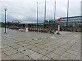 SP8438 : Hire bikes outside Milton Keynes Central Station by Graham Robson