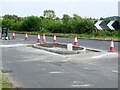 SK4137 : New traffic island at the A6096 junction with Moor Lane by Ian Calderwood