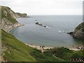 SY8080 : Man o' War Cove and beach, near Durdle Door by Malc McDonald