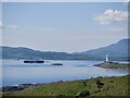 NM7734 : Mull ferry passing the lighthouse, Lismore by Richard Webb