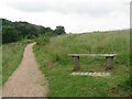 NO4815 : Bench in Lumbo Den, Fife Pilgrim Way by Becky Williamson