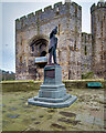 SH4762 : Statue of David Lloyd George overlooking Caernarfon Castle by David Dixon