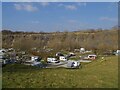 SK0472 : Caravan site in former Grin Low Quarry by Graham Hogg