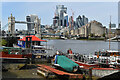 TQ3479 : Houseboats, looking across to the City of London by David Martin