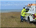 SZ4678 : HM Coastguard on watch near Whale Chine by Paul Coueslant