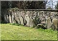 ST3390 : Ancient headstones alongside a stone wall, Caerleon by Jaggery