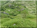 NM9180 : West Highland Railway beneath Torr a' Choit by Richard Webb