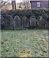 ST3199 : Ancient headstones alongside a hedge, Panteg by Jaggery