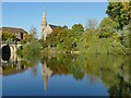 SJ4912 : Spire reflected in the Severn by Stephen Craven