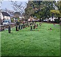 SO4520 : Churchyard headstones, Skenfrith, Monmouthshire by Jaggery