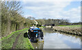 SK3802 : Moored narrowboat with Deakin's Bridge beyond by Trevor Littlewood