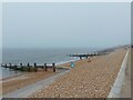 SZ2991 : Groynes at Milford on Sea beach by Oscar Taylor