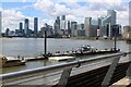 TQ3980 : View of Canary Wharf from Orchard Dry Dock by Robert Lamb