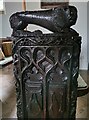 SW8256 : St Newlina - Carved bench-end with heraldic lion by Rob Farrow