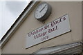 TL8336 : Wickham St Paul Village Hall sign by Geographer