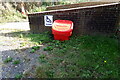 TL8336 : Grit/Salt Bin at Wickham St Paul Village Hall by Geographer