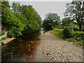 NY9939 : The River Wear looking downstream from the footbridge, Stanhope by Humphrey Bolton