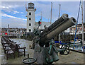 TA0488 : Gun on Vincent Pier, Scarborough by Paul Harrop