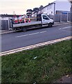 ST3090 : Red and white cones in transit, Rowan Way, Malpas, Newport by Jaggery