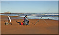 NT6282 : A sea angler at Peffer Sands by Walter Baxter