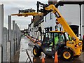 SO7875 : Erecting the flood defences at Tolleys Corner, Bewdley by Mat Fascione