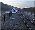 SO1709 : 50 sign near Ebbw Vale Town station by Jaggery