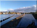 SX9291 : River Exe and flood control channel, Exeter  by A J Paxton