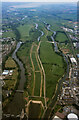 SX9290 : River Exe, flood review channel and Exeter Canal from the air, 1998 by Derek Harper