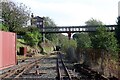 SD0896 : Ravenglass and Eskdale railway - signal box and foot bridge by Chris Allen