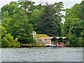 NY2622 : Derwent Island Landing Stage and Chapel by David Dixon