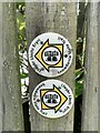 SH6266 : Llwybr Llechi Eryri / Snowdonia Slate Trail waymark discs, Bethesda by Meirion