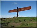 NZ2657 : Visitors at The Angel of the North by Adrian Taylor