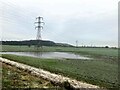 SK5332 : Pylons and Field Flooding at Barton Moor by Jonathan Clitheroe