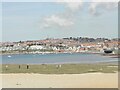 SY6676 : View to Wyke Regis from Chesil Bank by Rod Grealish