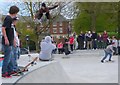 SY6890 : Dorchester Skate Park Flying High by Nigel Mykura