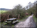 SJ8860 : Picnic table on the Biddulph Valley Way by Stephen Craven