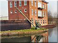 SJ6599 : Bridgewater Canal, Crane and Board, Leigh by David Dixon