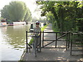 TQ1683 : Barrier to allow cycle access on canal towpath by David Hawgood