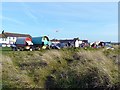 NY0842 : Gypsy caravans on the green, Allonby by Rose and Trev Clough