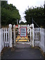 TM4362 : Level Crossing Gate on the footpath to the B1119 Saxmundham Road by Geographer